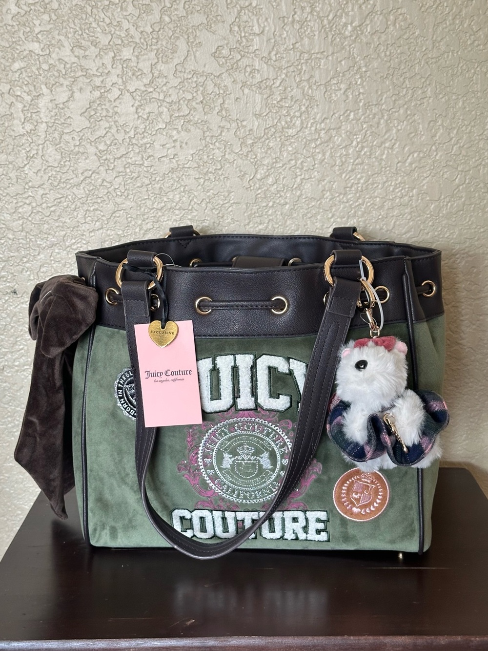 Brand New! Juicy Couture Daydreamer Super Greens Velour Graphic Tote Bag – Y2K